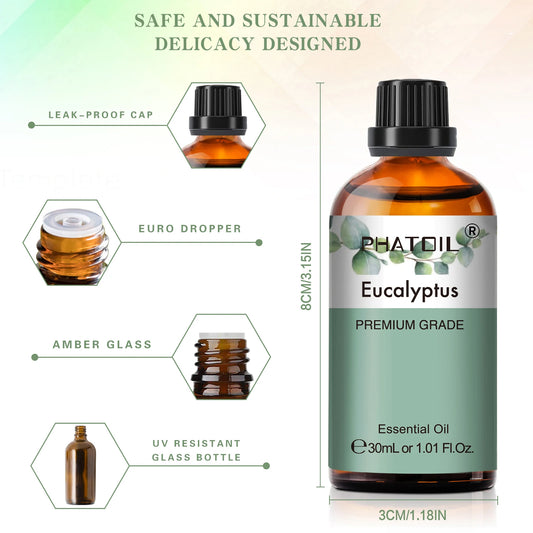 Aromatherapy Pure Essential Oils – Calming Fragrance 30ml (Jasmine, Bergamot, Eucalyptus)