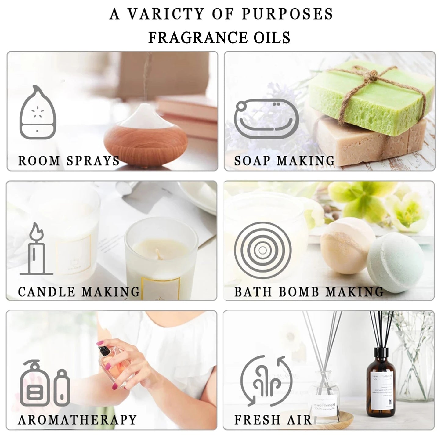 Aromatherapy Pure Essential Oils – Calming Fragrance 30ml (Jasmine, Bergamot, Eucalyptus)