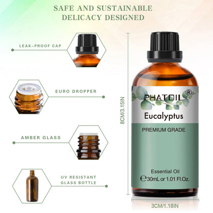 Aromatherapy Pure Essential Oils – Calming Fragrance 30ml (Jasmine, Bergamot, Eucalyptus)